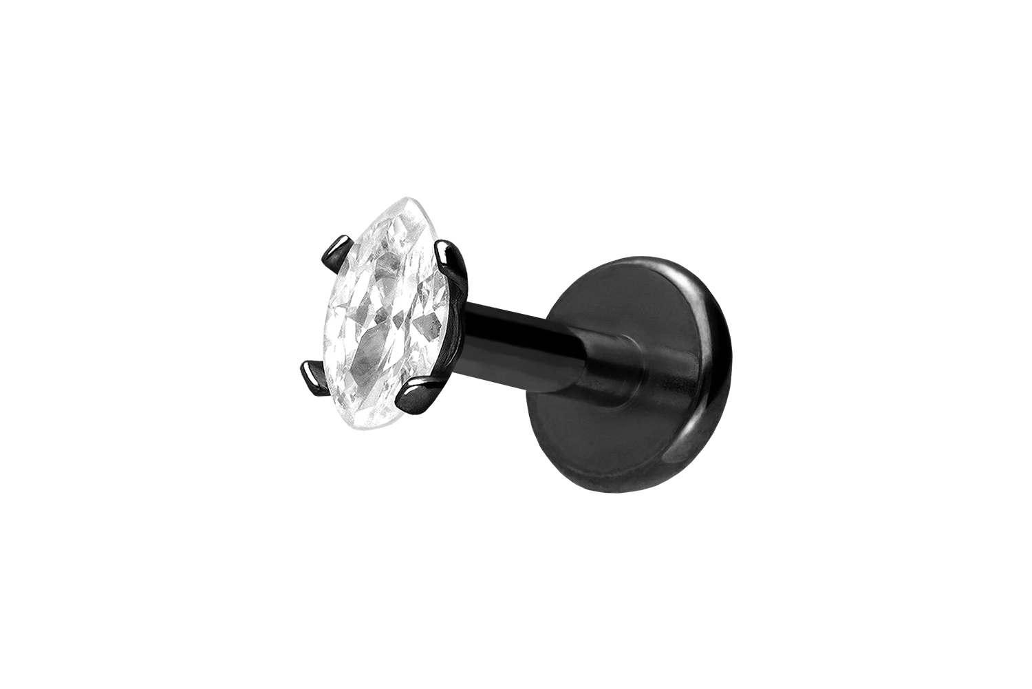 Titan Labret Piercing mit Innengewinde EINGEFASSTER KRISTALLTROPFEN